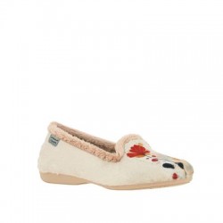 Ballerine fantaisie Fleurs Ecru