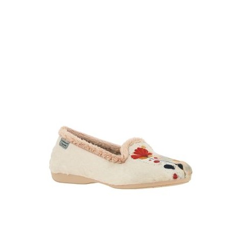 Ballerine fantaisie Fleurs Ecru