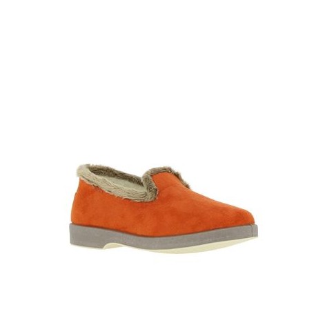 Pantoufle laine Femme Orange