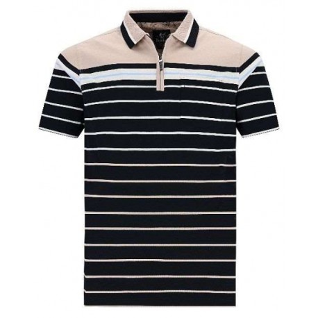 Polo Hajo Stay fresh Rayé Beige